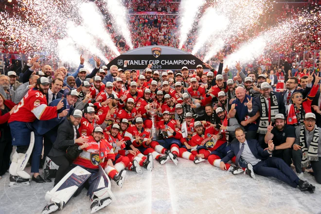 Florida Panthers so na odločilni šesti tekmi slavili s 5:1. FOTO: Sam Navarro/Imagn Images Via Reuters Connect