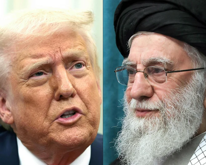 Donald Trump je dolgo poudarjal, da ne začenja vojn, sedaj bombardira Iran, ki ga vodi ajatola Ali Hamenej. FOTO: Alex Wong/AFP
