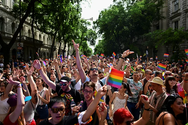 Čeprav je madžarska policija prejšnji teden izdala prepoved izvedbe parade ponosa, bo jutri na budimpeške ulice, podobno kot lani, predvidoma šlo na tisoče ljudi. FOTO: Marton Monus/Reuters