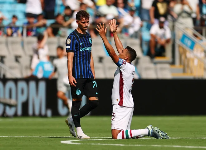 Veteran Thiago Silva, ki je več kot desetletje igral v Evropi, je odlično poveljeval Fluminenseju proti Interju. FOTO: Agustin Marcarian/Reuters