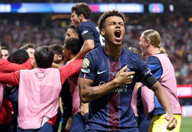 Ousmane Dembele je potrdil zmago PSG. FOTO: Kevin C. Cox/AFP