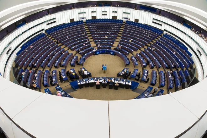 Na plenarnem zasedanju, ki je 8. julija 2025 potekalo v Strasbourgu, je evropski parlament ignoriral dogodek, ki se je 8. julija 1990 zgodil v Sloveniji. FOTO: Jean-christophe Verhaegen/AFP