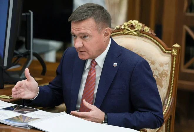 Roman Starovoit, star 53 let, je bil ruski minister za promet eno leto, pred tem pa je bil guverner mejne Kurske regije, kjer se je Rusija borila z ukrajinskim vdorom. FOTO: Reuters