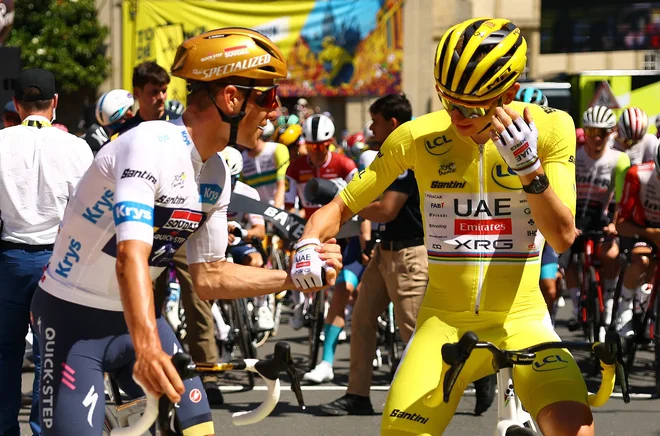 Remco Evenepoel in Tadej Pogačar bosta tudi v prihodnje konkurenta. FOTO: Sarah Meyssonnier/Reuters