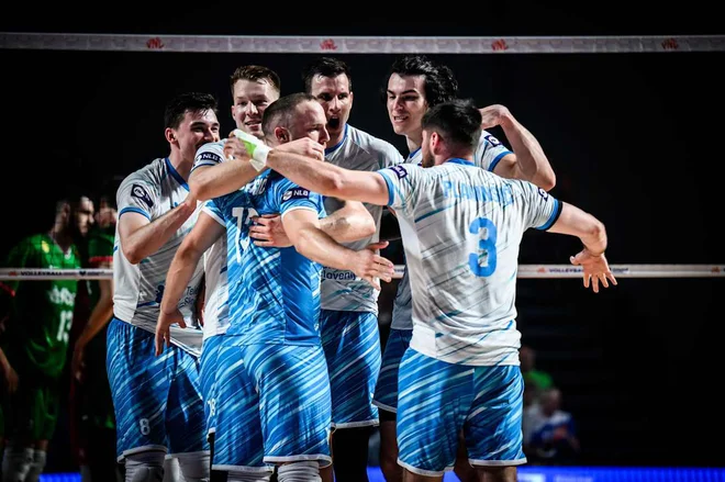 Slovenci ob zmagi nad Bolgari v ligi narodov. FOTO: VNL