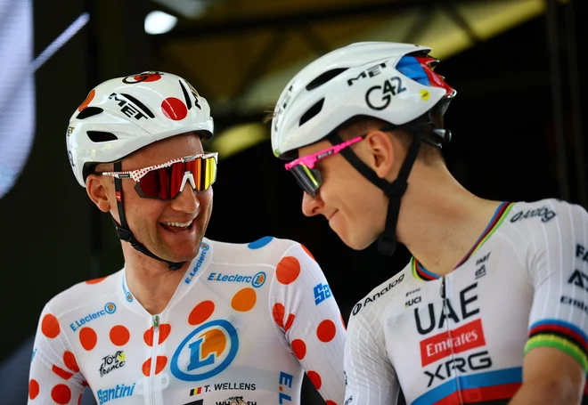 Tim Wellens in Tadej Pogačar sta zelo dobra prijatelja. FOTO: Sarah Meyssonnier/Reuters