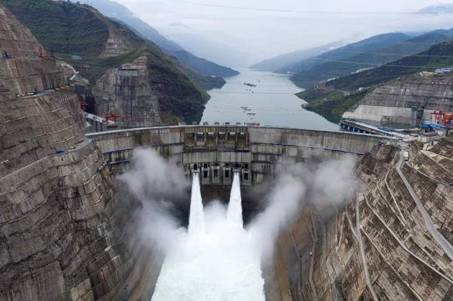 Hidroelektrarna Baihetan na meji med okrožjem Qiaojia v provinci Yunnan in okrožjem Ningnan v provinci Sečuan na Kitajskem, FOTO: China Stringer Network Reuters