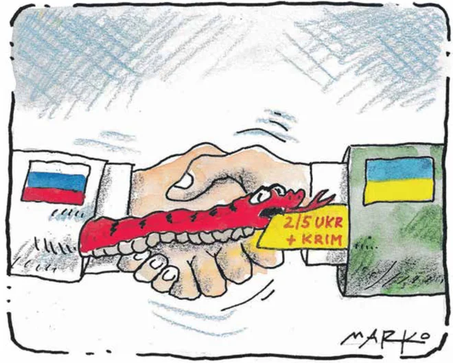 Kraja iz rokava. KARIKATURA: Marko Kočevar