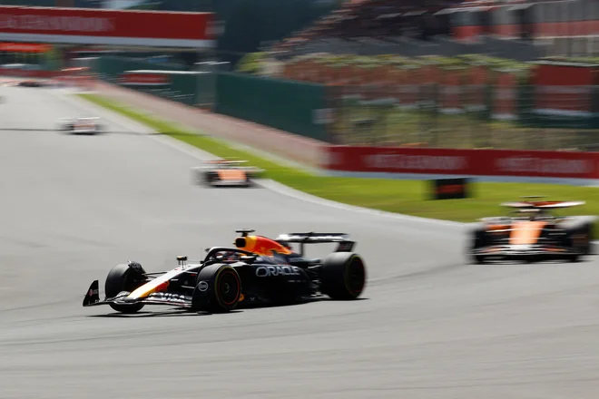 Max Verstappen je bil najhitrejši na šprintu v Spa-Francorchampsu. FOTO: Simon Wohlfahrt/AFP