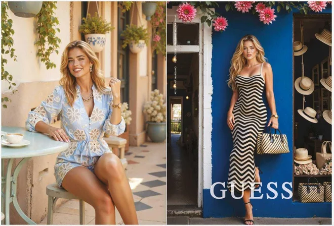 Dvostranski oglas s svetlolaso manekenko je na družbenih omrežjih sprožil val ogorčenja. FOTO: promocijsko gradivo