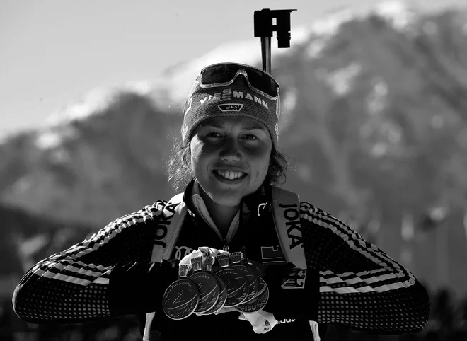 Laura Dahlmeier ni preživela hude nesreče. FOTO: Franck Fife/AFP