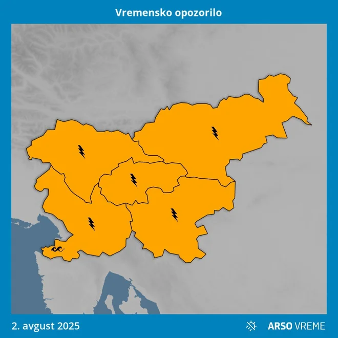 Opozorilo velja za celotno državo. FOTO: Arso


 
