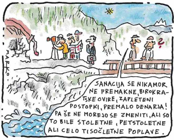 Cagava sanacija. KARIKATURA: Marko Kočevar