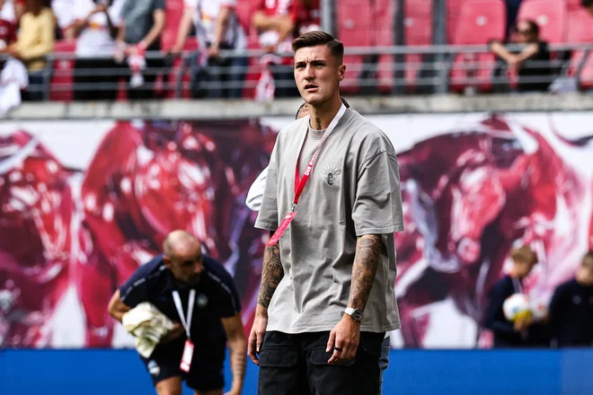 Benjamin Šeško je na poti na Old Trafford, kjer domuje najvrednejši angleški klub Manchester United. FOTO: Imago/Christian Schroedter 